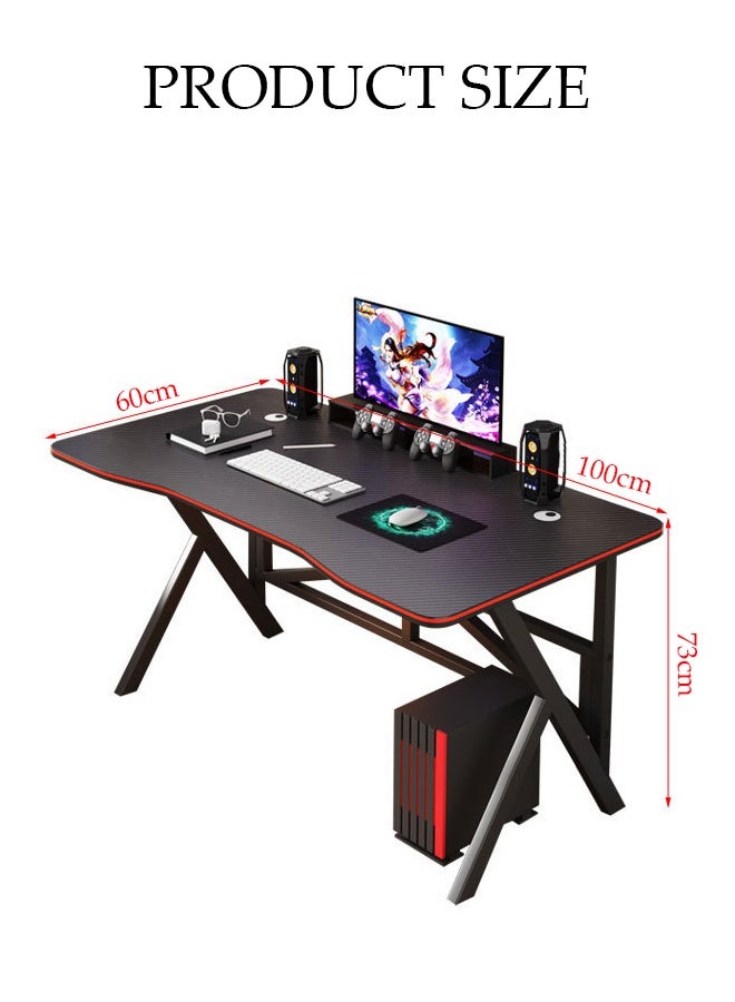 Spides Double K Shaped Computer Desk Multifunctional Gaming Desk Household Modern Simple Large Computer Table Ergonomic PC Desktop Computer Gaming Table Home Office Computer Game Desks with Carbon Fiber Textured Desktop Thickened Carbon Steel Legs for Home Office Study - Image 3
